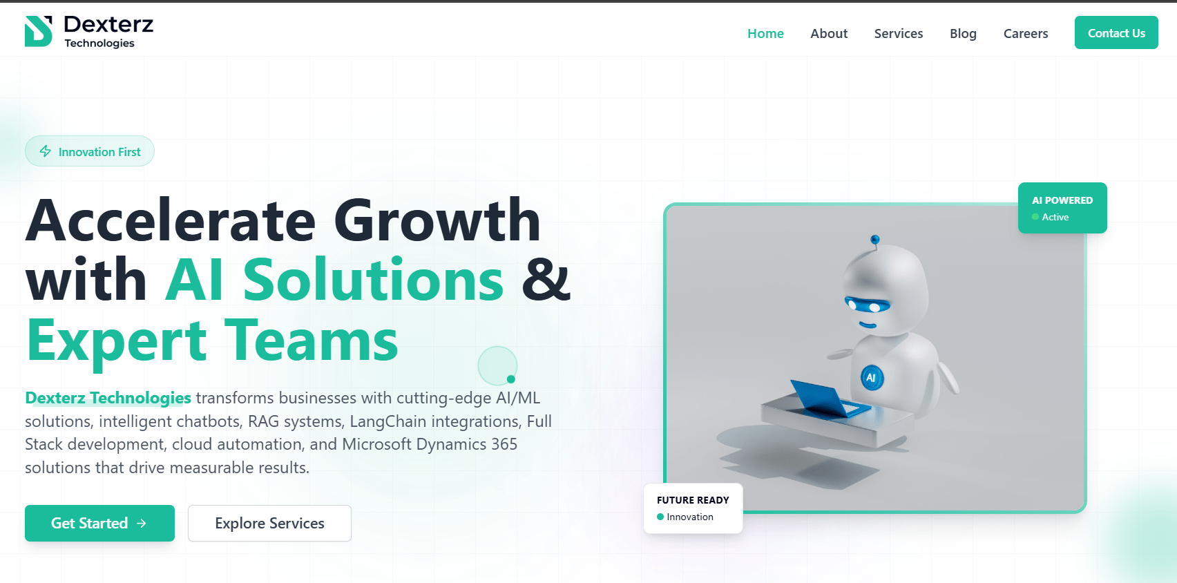 Dexterz Technologies Website Screenshot